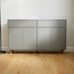 Kommode Grau - Lowboard: Schubladen in Grau & Türen in Grau - Hochwertige Materialien - 151 x 91 x 34 cm, konfigurierbar