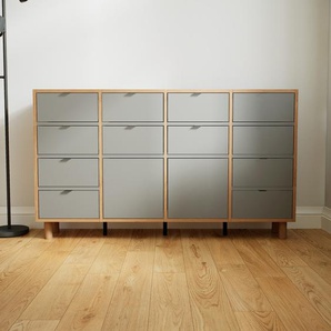Kommode Grau - Lowboard: Schubladen in Grau & Türen in Grau - Hochwertige Materialien - 156 x 91 x 34 cm, konfigurierbar