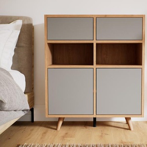 Kommode Grau - Lowboard: Schubladen in Grau & Türen in Grau - Hochwertige Materialien - 79 x 91 x 34 cm, konfigurierbar