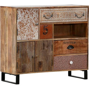 Kommode GUTMANN FACTORY Bounce Sideboards Gr. B/H/T: 90cm x 80cm x 38cm, 4 St., bunt (natur/bunt) Shabby Chic, Vintage