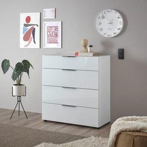 Kommode HBZ Santorin Mehrzweckschrank mit Schubkästen, BxHxT 90x99x40 cm Sideboards Gr. B/H/T: 90cm x 99cm x 40cm, 4 St., weiß Mit 4 Schubkästen mit Softclose, Glasfront und Glasoberboden