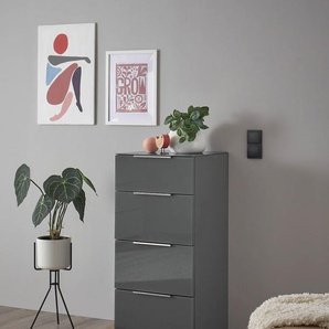 Kommode HBZ Santorin Sideboards Gr. B/H/T: 45 cm x 99 cm x 40 cm, 4, grau (anthrazit) Kommode in weiß oder Anthrazit, Schrank mit Glasfront und Softclose