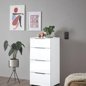 Kommode HBZ Santorin Sideboards Gr. B/H/T: 45 cm x 99 cm x 40 cm, 4, weiß Kommode in oder Anthrazit, Schrank mit Glasfront und Softclose