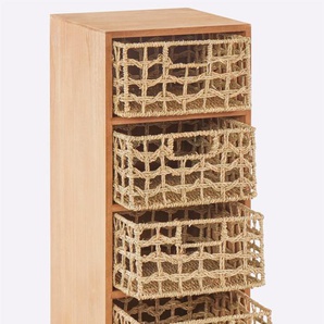 Kommode HEINE HOME, beige (natur), B:30cm H:73,5cm T:30cm, Massivholz, Geflecht Seegras, Sideboards, Schubladenkommode Bad-Kommode