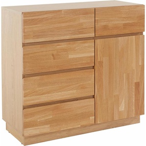 Kommode HOME AFFAIRE Laima Sideboards braun (eiche teilmassiv) Breite 90 cm, mit 5 Schubladen, teilmassiv, FSC-zertifiziert