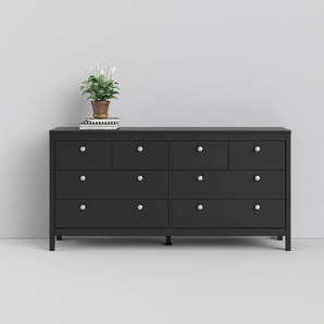 Kommode HOME AFFAIRE Madrid, Aufbewahrung, Schubladenschrank, Stauraum Sideboards Gr. B/H/T: 159,4cm x 79,7cm x 38,4cm, 8 St., schwarz (schwarz matt) mit 4 kleinen und großen Schubladen, Breite 160 cm