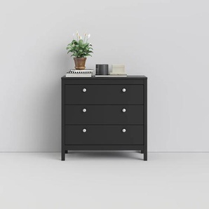 Kommode HOME AFFAIRE Madrid, Aufbewahrung, Schubladenschrank, Stauraum Sideboards Gr. B/H/T: 82,1cm x 79,7cm x 38,4cm, 3 St., schwarz (schwarz matt) mit 3 Schubladen, Breite 82,3 cm