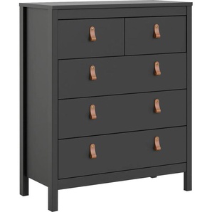 Kommode HOME AFFAIRE Madrid, Aufbewahrung, Schubladenschrank, Stauraum Sideboards Gr. B/H/T: 82,1cm x 98,9cm x 38,4cm, 5 St., schwarz (schwarz matt) mit 5 Schubladen, Breite 82 cm, Höhe 99 cm