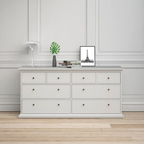 Kommode HOME AFFAIRE Paris, Aufbewahrung, Schubladenschrank, Stauraum Sideboards Gr. B/H/T: 183cm x 87cm x 49cm, 8 St., weiß mit 8 Schubladen, Breite 184 cm, Höhe 87 cm