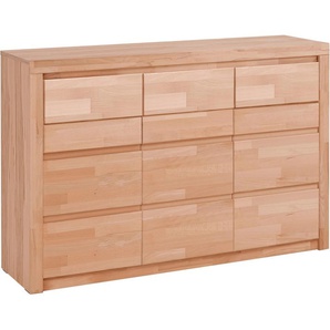 Kommode HOME AFFAIRE Silkeborg Sideboards Gr. B/H/T: 130cm x 85cm x 35cm, Holzwerkstoff Kernbuchefarben (Korpus)/ Massivholz Kernbuche (Front), beige (kernbuche teilmassiv) Breite 130 cm