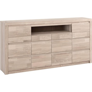 Kommode HOME AFFAIRE Silkeborg Sideboards Gr. Holzwerkstoff eichefarben weiß gekalkt (Korpsu) / Massivholz Eiche weiß gekalkt (Front), braun (eiche weiß gekalkt teilmassiv) Breite 170 cm