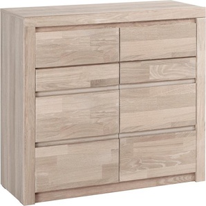 Kommode HOME AFFAIRE Silkeborg Sideboards Gr. Holzwerkstoff eichefarben weiß gekalkt (Korpsu) / Massivholz Eiche weiß gekalkt (Front), braun (eiche weiß gekalkt teilmassiv) Breite 90 cm