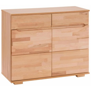 Kommode HOME AFFAIRE Vetro Sideboards Gr. B/H/T: 100cm x 85cm x 40cm, 2 St., beige (kernbuchefarben/kernbuche massiv)