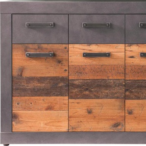 Kommode INOSIGN Ilana Sideboards Gr. B/H/T: 117cm x 86cm x 37cm, 3 St., grau (graphit matera) moderner Industrial Style