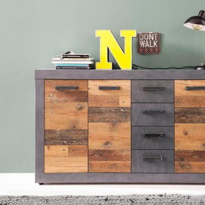 Kommode INOSIGN Ilana Sideboards Gr. B/H/T: 151cm x 86cm x 37cm, 4 St., grau (graphit matera) moderner Industrial Style