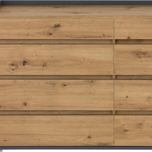 Kommode INOSIGN Kosmo Sideboards Gr. B/H/T: 142 cm x 80 cm x 35 cm, 8 St., grau (anthrazit, eiche) 8 Schubladen mit Vollauszug