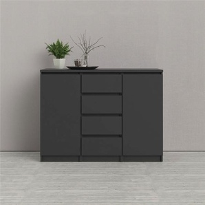 Kommode INOSIGN Naia Sideboards Gr. B/H/T: 120,8cm x 90,7cm x 50cm, 4 St., 2, schwarz abgerundeten Schubladenkanten auf Metallgleiter, Breite 120,6 cm