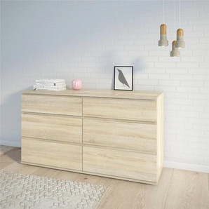 Kommode INOSIGN Nova, Aufbewahrung, Schubladenschrank, Stauraum Sideboards Gr. B/H/T: 153,4 cm x 83,7 cm x 50,0 cm, 6 St., braun (eiche struktur) Schubladenkommode 8 Schubladen, Stauraum, grifflos, Breite 154 cm, Höhe 84 cm