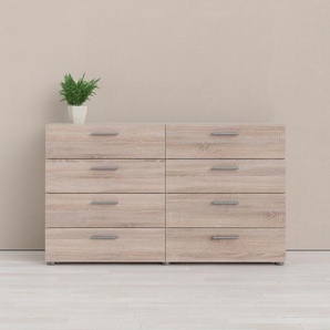 Kommode INOSIGN Pepe, Aufbewahrung, Schubladenschrank, Stauraum Sideboards Gr. B/H/T: 140 cm x 81,7 cm x 40,3 cm, 8 St., braun (trüffel) Schubladenkommode Sideboard mit 8 Schubläden, Breite 140 cm, Höhe 82 cm