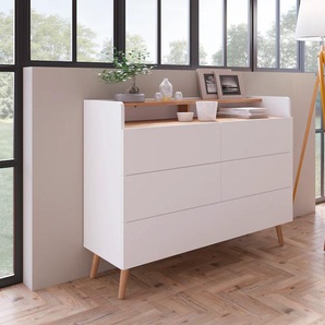 Kommode INOSIGN Scandi Sideboards Gr. B/H/T: 119,8cm x 90,1cm x 41,7cm, 5 St., weiß (weiß alpin/jackson hickory) Höhe 102 cm