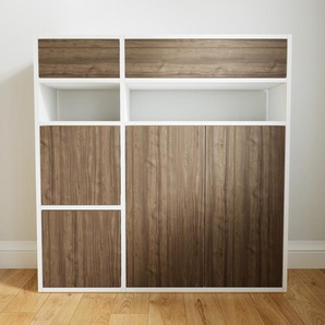 Kommode Nussbaum - Lowboard: Schubladen in Nussbaum & Türen in Nussbaum - Hochwertige Materialien - 115 x 117 x 34 cm, konfigurierbar