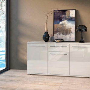 Kommode PLACES OF STYLE Piano Sideboards Gr. B/H/T: 150 cm x 84,6 cm x 45,2 cm, 1 St., beige (beige hochglanz) UV lackiert, Soft-Close Funktion