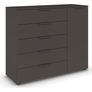 Kommode RAUCH Flipp Sideboards Gr. B/H/T: 120cm x 100cm x 42cm, 5 St., grau (graphit) 1-türig mit 5 Schubladen und Soft-Close-Funktion