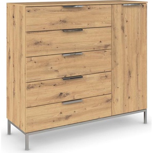 Kommode RAUCH Flipp Sideboards Gr. B/H/T: 120cm x 111cm x 42cm, 5 St., braun (eiche artisan) 1-türig mit 5 Schubladen und Soft-Close-Funktion