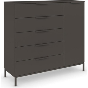 Kommode RAUCH Flipp Sideboards Gr. B/H/T: 120cm x 111cm x 42cm, 5 St., grau (graphit) 1-türig mit 5 Schubladen und Soft-Close-Funktion