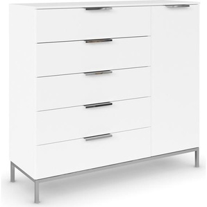 Kommode RAUCH Flipp Sideboards Gr. B/H/T: 120cm x 111cm x 42cm, 5 St., weiß (alpinweiß) 1-türig mit 5 Schubladen und Soft-Close-Funktion