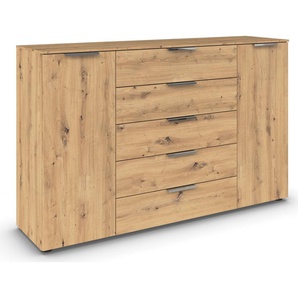 Kommode RAUCH Flipp Sideboards Gr. B/H/T: 160cm x 100cm x 42cm, 5 St., braun (eiche artisan) 2-türig mit 5 Schubladen und Soft-Close-Funktion in zwei Breiten