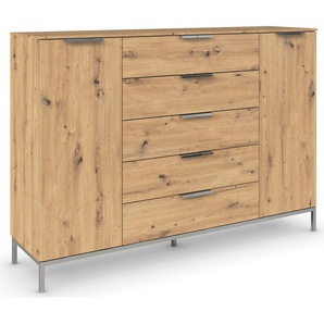 Kommode RAUCH Flipp Sideboards Gr. B/H/T: 160cm x 111cm x 42cm, 5 St., braun (eiche artisan) 2-türig mit 5 Schubladen und Soft-Close-Funktion in zwei Breiten