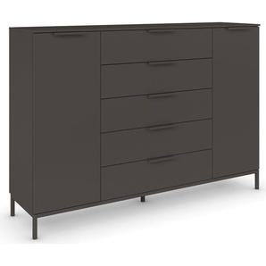 Kommode RAUCH Flipp Sideboards Gr. B/H/T: 160cm x 111cm x 42cm, 5 St., grau (graphit) 2-türig mit 5 Schubladen und Soft-Close-Funktion in zwei Breiten