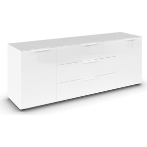 Kommode RAUCH Flipp Sideboards Gr. B/H/T: 160cm x 60cm x 42cm, 3 St., weiß (alpinweiß/glas kristallweiß) 2-türig, 3 Schubladen, Soft-Close-Funktion, Oberboden und Front Glas