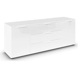 Kommode RAUCH Flipp Sideboards Gr. B/H/T: 160cm x 61cm x 42cm, 3 St., weiß (alpinweiß/glas kristallweiß) 2-türig mit 3 Schubladen und Soft-Close-Funktion sowie Glasfront