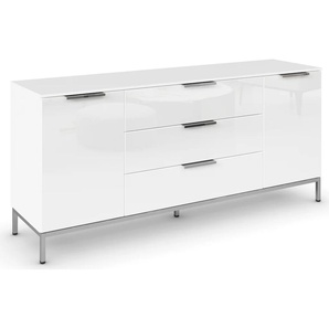 Kommode RAUCH Flipp Sideboards Gr. B/H/T: 160cm x 72cm x 42cm, 3 St., weiß (alpinweiß/glas kristallweiß) 2-türig mit 3 Schubladen und Soft-Close-Funktion sowie Glasfront