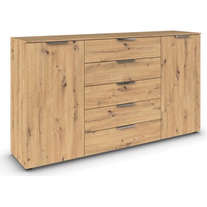 Kommode RAUCH Flipp Sideboards Gr. B/H/T: 180cm x 100cm x 42cm, 5 St., braun (eiche artisan) 2-türig mit 5 Schubladen und Soft-Close-Funktion in zwei Breiten