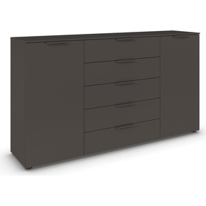 Kommode RAUCH Flipp Sideboards Gr. B/H/T: 180cm x 100cm x 42cm, 5 St., grau (graphit) 2-türig mit 5 Schubladen und Soft-Close-Funktion in zwei Breiten