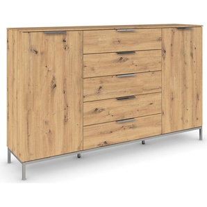 Kommode RAUCH Flipp Sideboards Gr. B/H/T: 180cm x 111cm x 42cm, 5 St., braun (eiche artisan) 2-türig mit 5 Schubladen und Soft-Close-Funktion in zwei Breiten