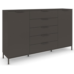 Kommode RAUCH Flipp Sideboards Gr. B/H/T: 180cm x 111cm x 42cm, 5 St., grau (graphit) 2-türig mit 5 Schubladen und Soft-Close-Funktion in zwei Breiten