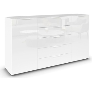 Kommode RAUCH Flipp Sideboards Gr. B/H/T: 180cm x 99cm x 42cm, 5 St., weiß (alpinweiß/glas kristallweiß) 2-türig, 5 Schubladen, Soft-Close, Oberboden und Front Glas, 2 Breiten