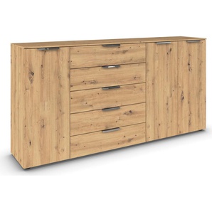 Kommode RAUCH Flipp Sideboards Gr. B/H/T: 200cm x 100cm x 42cm, 5 St., braun (eiche artisan) 3-türig mit 5 Schubladen und Soft-Close-Funktion