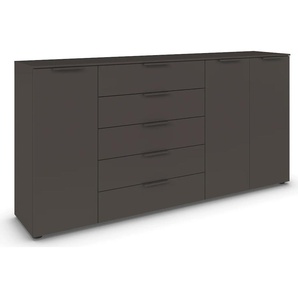 Kommode RAUCH Flipp Sideboards Gr. B/H/T: 200cm x 100cm x 42cm, 5 St., grau (graphit) 3-türig mit 5 Schubladen und Soft-Close-Funktion