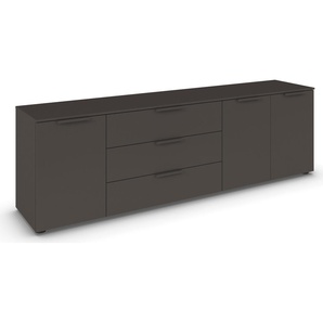 Kommode RAUCH Flipp Sideboards Gr. B/H/T: 200cm x 61cm x 42cm, 3 St., grau (graphit) 3-türig mit 3 Schubladen und Soft-Close-Funktion