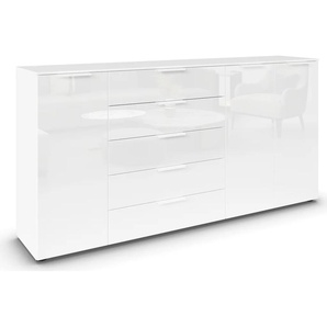 Kommode RAUCH Flipp Sideboards Gr. B/H/T: 200cm x 100cm x 42cm, 5 St., weiß (alpinweiß/glas kristallweiß) 3-türig mit 5 Schubladen und Soft-Close-Funktion sowie Glasfront