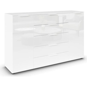 Kommode RAUCH Kommode Türkommode Sideboard Kombikommode FLIPP mit Glasfront Sideboards Gr. B/H/T: 160cm x 100cm x 42cm, 5 St., weiß (alpinweiß/glas kristallweiß) 2-trg mit 5 Schubladen und Soft-Close, 2 Breiten MADE IN GERMANY