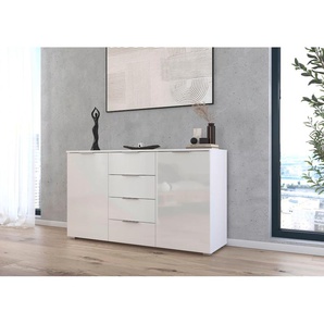 Kommode RAUCH Sideboard Schubladenkommode AGORDO mit Dekor- oder Hochglanzfront Sideboards Gr. B/H/T: 140cm x 81cm x 43cm, 4 St., weiß (alpinweiß/hochglanz weiß) mit 4 Schubkästen und 2 Türen sowie Metallgriffen MADE IN GERMANY