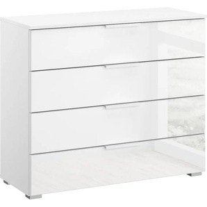 Kommode RAUCH Sideboard Schubladenkommode Schubkastenkommode KOLUNA mit Glasfront Sideboards Gr. B/H/T: 93cm x 81,0cm x 42,0cm, 4 St., weiß (alpinweiß/glas kristallweiß) Breite 93 cm mit 4 großen Schubladen für viel Stauraum MADE IN GERMANY