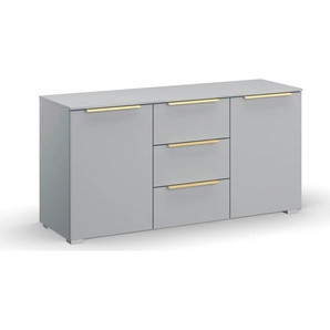 Kommode RAUCH Skat Glamour Sideboards Gr. B/H/T: 120cm x 61cm x 42cm, 3 St., grau (seidengrau) mit goldenen Griffen