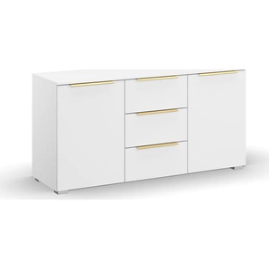 Kommode RAUCH Skat Glamour Sideboards Gr. B/H/T: 120cm x 61cm x 42cm, 3 St., weiß (alpinweiß) mit goldenen Griffen